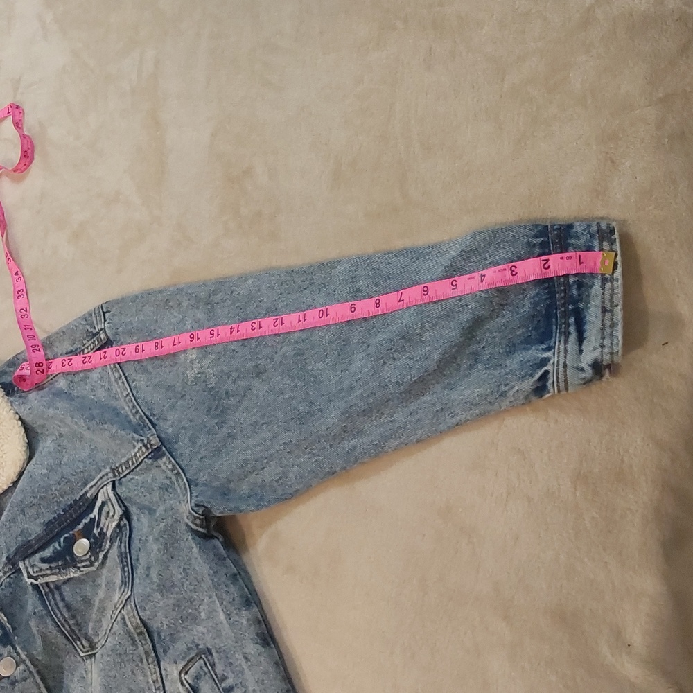 Celebrity Pink Women's Juniors' Sherpa Lined Acid Wash Denim Jacket Size M 7/8 - Picture 12 of 14